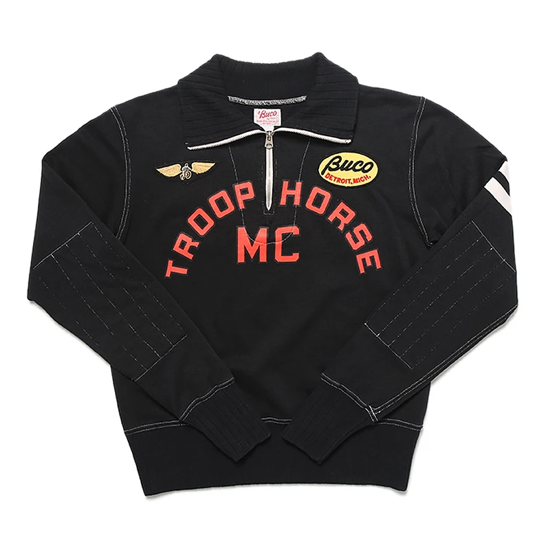 Свитшот с вышивкой TroopHorse MC винтажный короткий пуловер мотоциклетная куртка топ