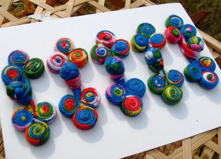 

blue three round mini cheongsam fabric button Fancy Chinese knot frog buttons beaded Handmade Sewing Craft Closure 6cm
