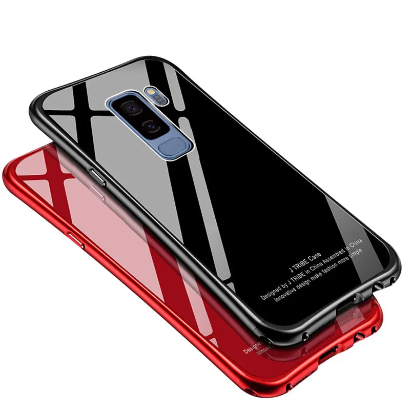 Portefeuille For Galaxy S9 Aluminum Metal Shockproof Bumper Frame Case Tempered Glass Back Cover for Samsung S8 Plus Note 8 Capa (1)
