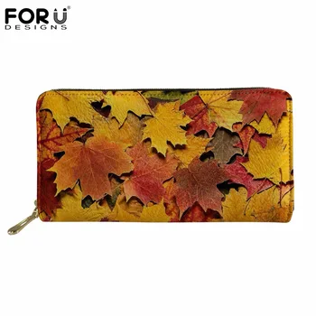 

FORUDESIGNS Large Capacity Ladies Wallet 3D Maple Leaf Fashion Design Women's Purse Coin Storage Money Bags Women Wallets Zipper