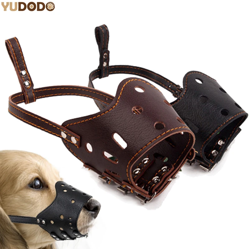 Soft PU Leather Adjustable Muzzles for Dog Anti Bark Bite Grooming