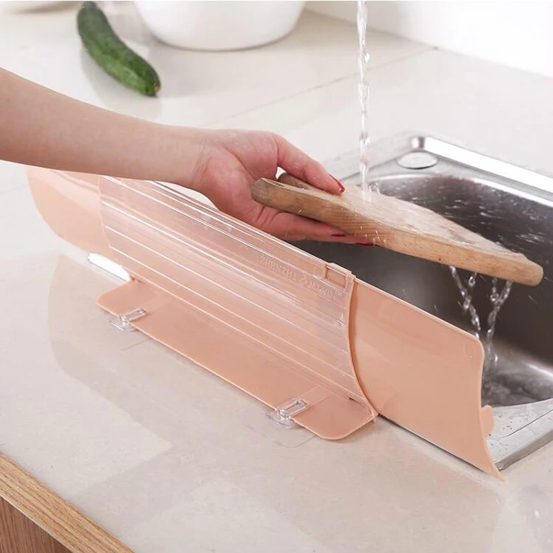 

050 Kitchen Sink Splash Water Impermeable Retaining Plate Splatter Screen Water Wash Basin Kitchen Rack Tools