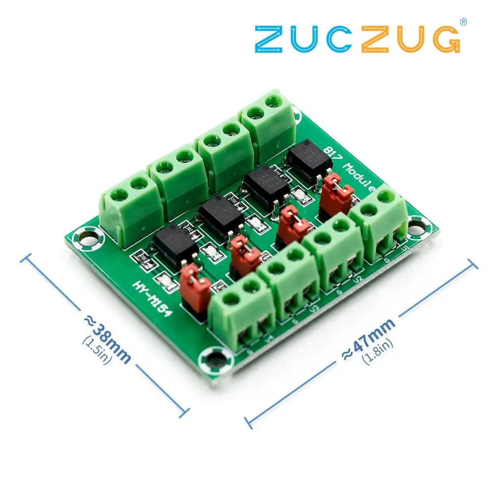 

PC817 4 Channel Optocoupler Isolation Board Voltage Converter Adapter Module 3.6-30V Driver Photoelectric Isolated Module PC 817
