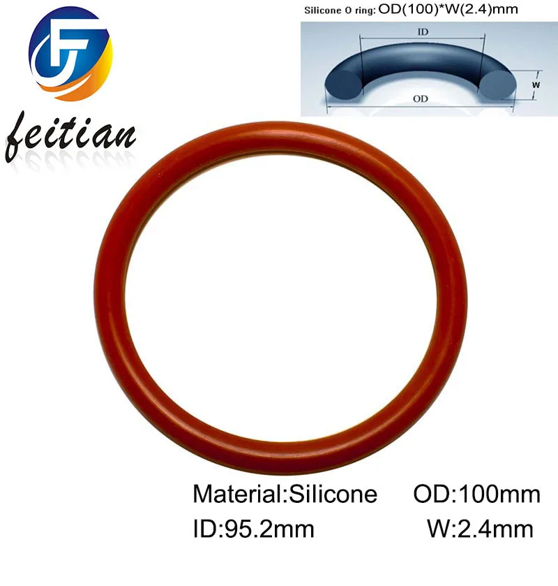 

80piece/Size:100mm*95.2mm*2.4mm/Silicone o ring seal dichtung green Gasket of motorcycle part/consumer product red VMQ o-ring