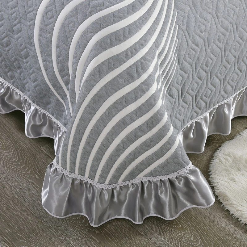 Белое роскошное Европейское высококачественное удобное мягкое вязаное хлопковое плотное одеяло покрывало с оборками простыня/льняные наволочки
