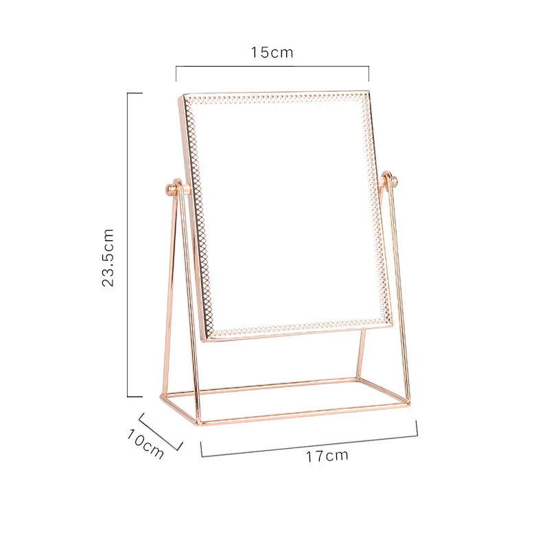Nordic золотой макияж зеркальный стол принцесса зеркало Золотая рамка зеркальная поверхность орнамент Мягкое Круглое туалетное зеркало - Цвет: Square color as phot