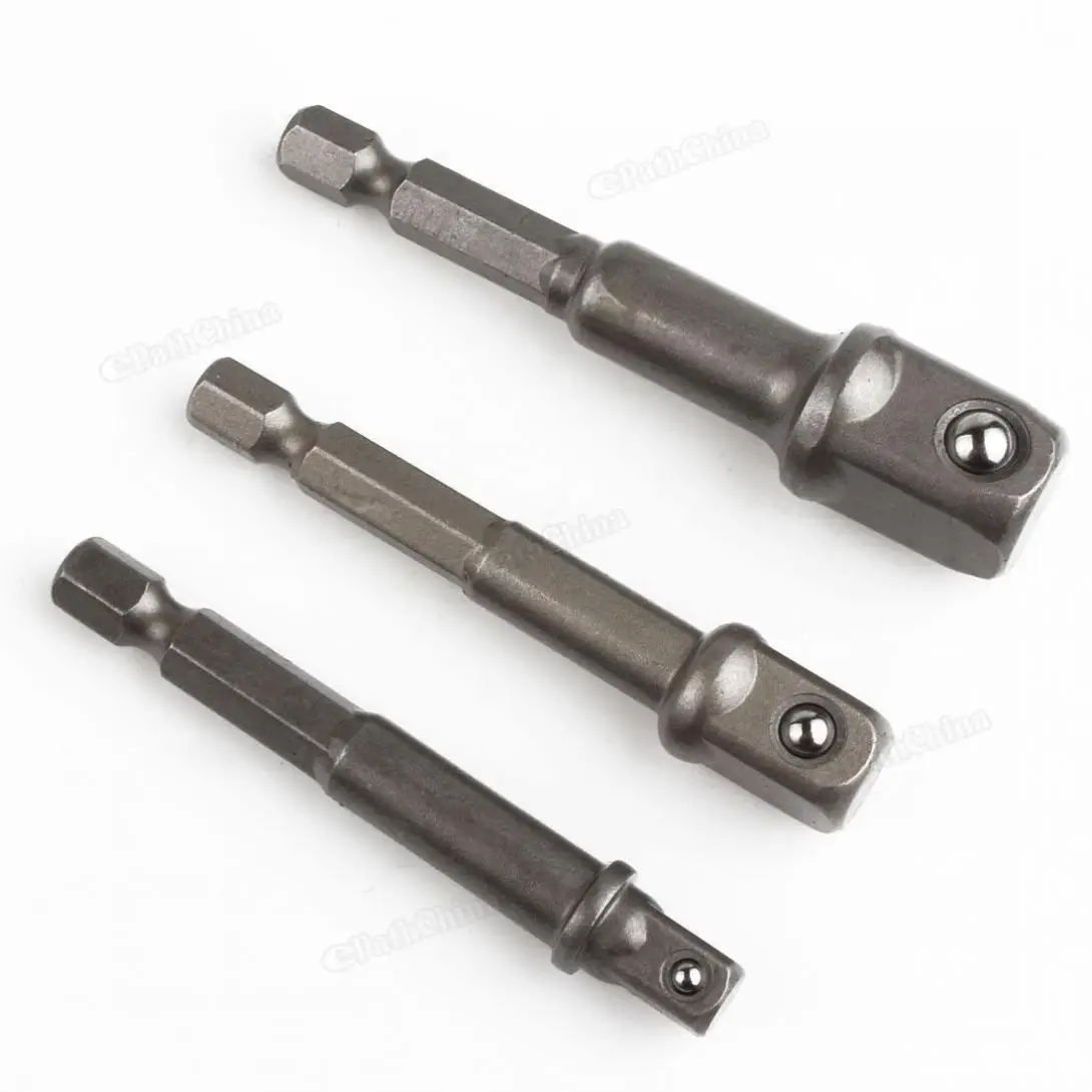 

3pcs/lot Portable Chrome vanadium steel CR-V Socket Adapter Set Turn Square Head Hexagonal Metal Driver Drill Bits 1/4 3/8 1/2