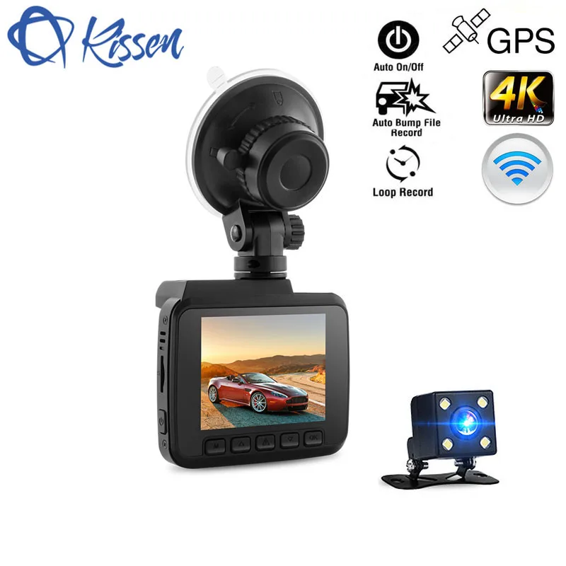 

2.4 Inch FHD 4K Video 2160P Novatek 96660 Car DVR Dash Camera WiFi GPS Navigation Car Camera Dual Lens Dash Cam Loop Recording