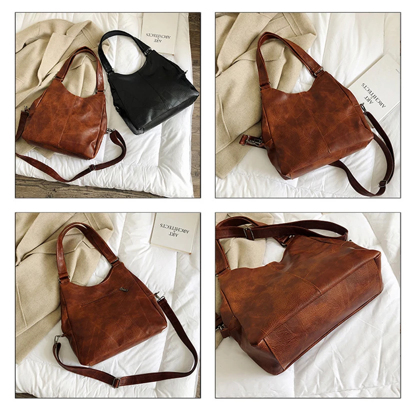 Винтажная женская сумка, роскошные сумки, женская сумка-тоут, дизайнерская брендовая кожаная женская ручная сумка, простые сумки через плечо для женщин