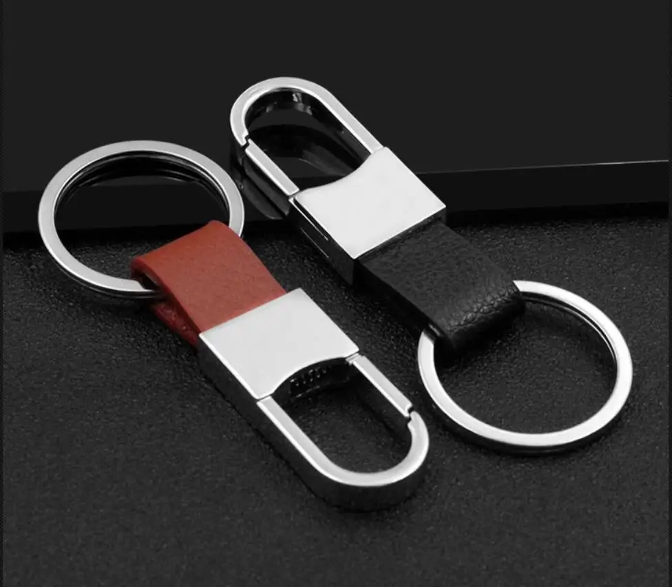 

New Design Cool Luxury Manual metal Leather Keychains Key Ring Car Key ChainBusiness Gift For Man Women 17159