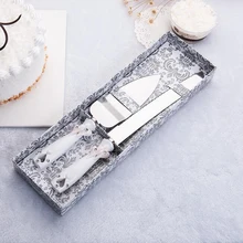 Свадебных сувениров и подарков персонализированные двойные сердца нож для свадебного торта Сервировочный набор украшения на заказ