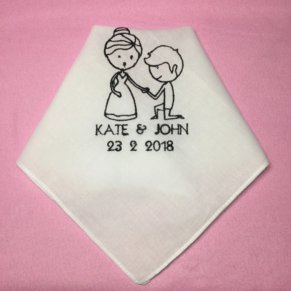 

Custom Wedding Gift, Embroidered Wedding Handkerchief, Personalized Bridal Shower Gift