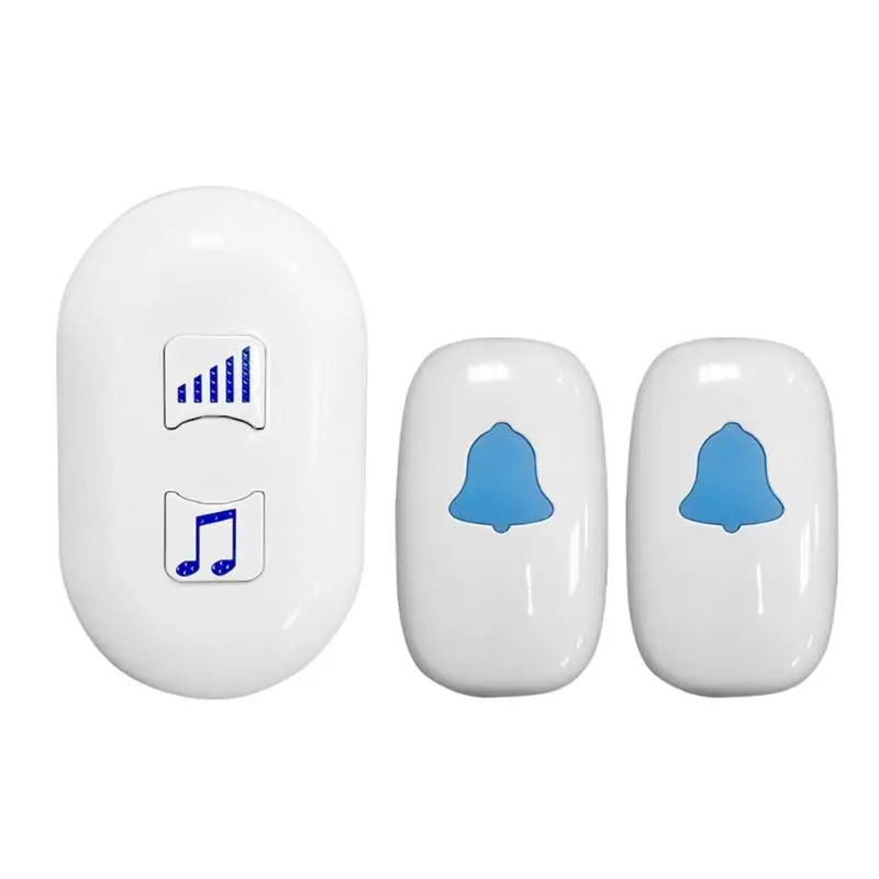 

Smart Wireless Doorbell 200M Range 38-Chime US Plug Blue LED Home Door Bell with 1 Receiver + 2 Buttons