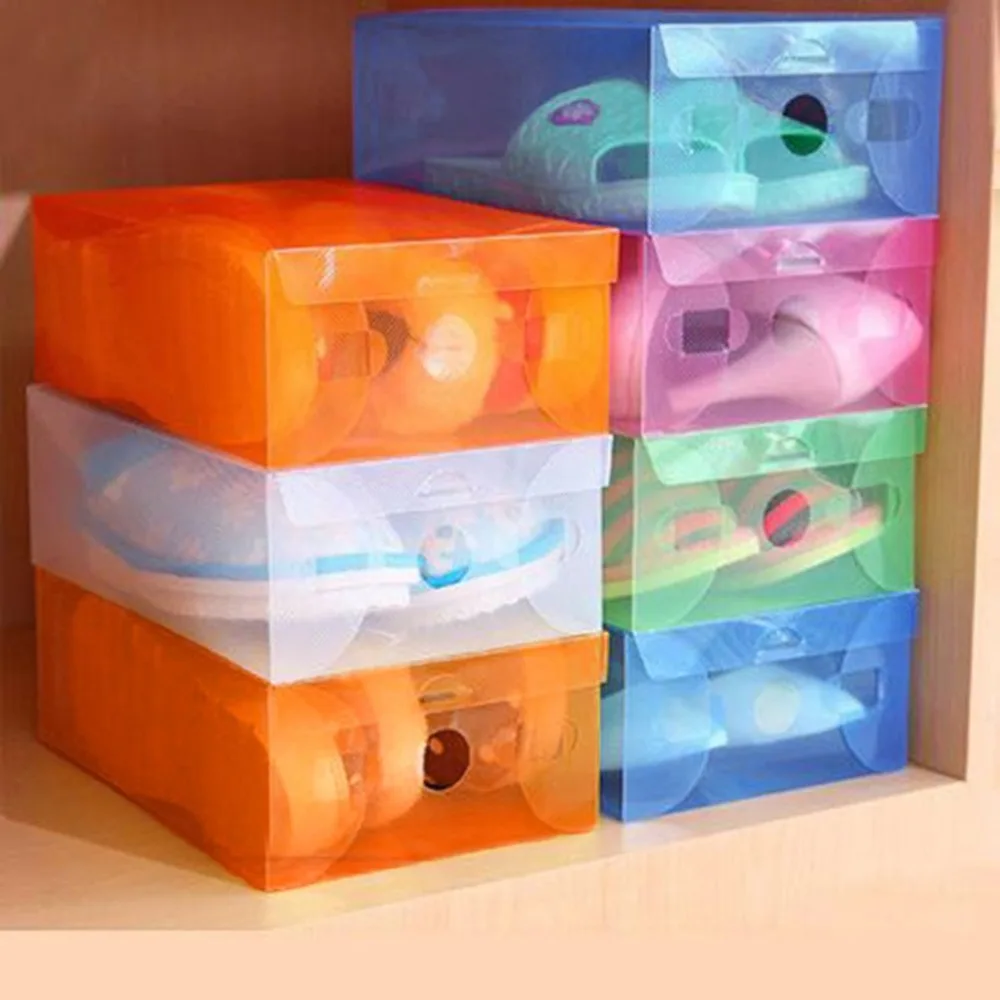 PP Plastic Shoe Boxes Universal Storage Organizer Stackable Space Saving Flip Type Drawer Box