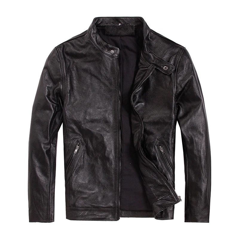 Free shipping.Men Fashion slim genuine leather jacket,Brand cool plus size mens cowhide coat ...