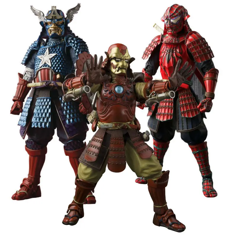 Tamashii Nations Manga Realization Samurai Iron Man Captain America Spiderman PVC Action Figure With Retail Box 17cm Tamashii Nations Manga Realization Samurai Iron Man Captain America Spiderman PVC Action Figure With Retail Box 17cm