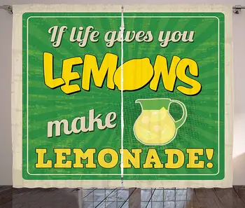 

Quote Curtains Vintage Pop Art Advertising Design If Life Gives You Lemon Make Lemonade Living Room Bedroom Window Drapes
