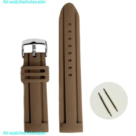 24mm Dark Brown Color Silicone Jelly Rubber Unisex Watch Band Straps WB1072W24JB