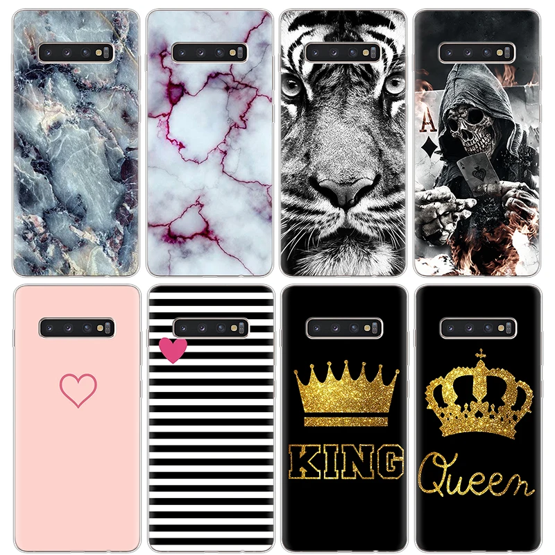 

King Queen Marble Love TPU Case for Samsung Galaxy S10 Plus Case Coque 6.4 " For Galaxy S10Plus Back Cover Case Bags Fundas Capa