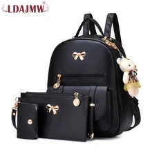 LDAJMW New Arrival 3pcs/Set Women Backpack PU Leather Teenager School Girls Bags Female Shoulder Bag Purse