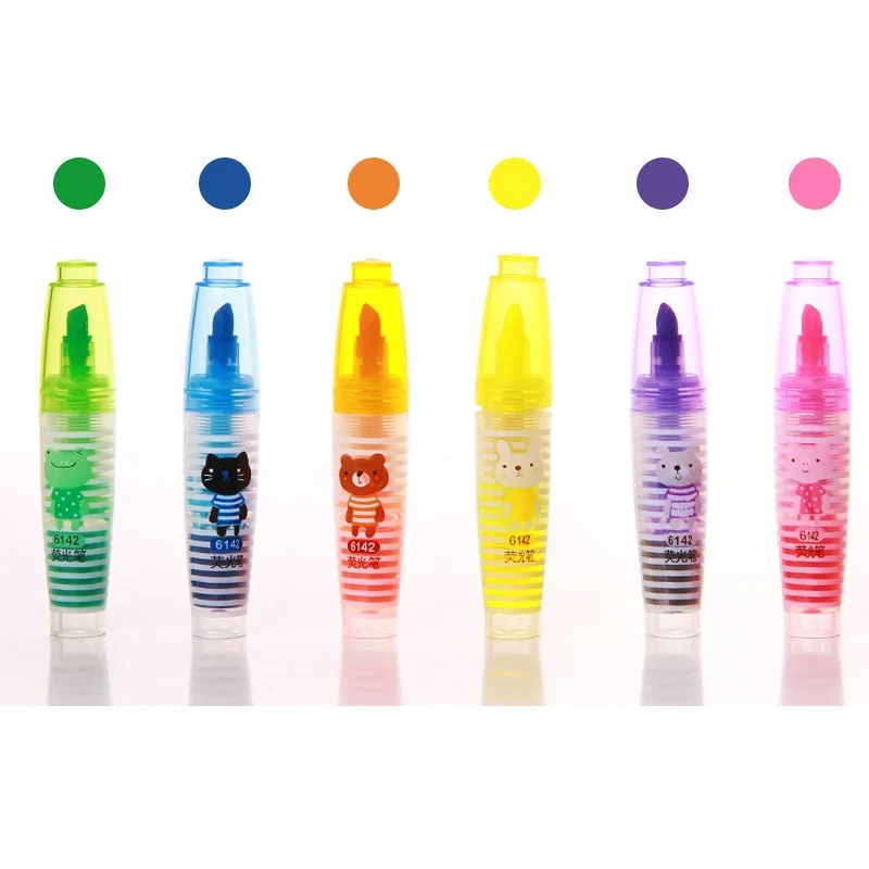 

72 pcs/Lot Color Highlighter pen Cute animal family Mini book marker office accessories Stationery School supplies F975