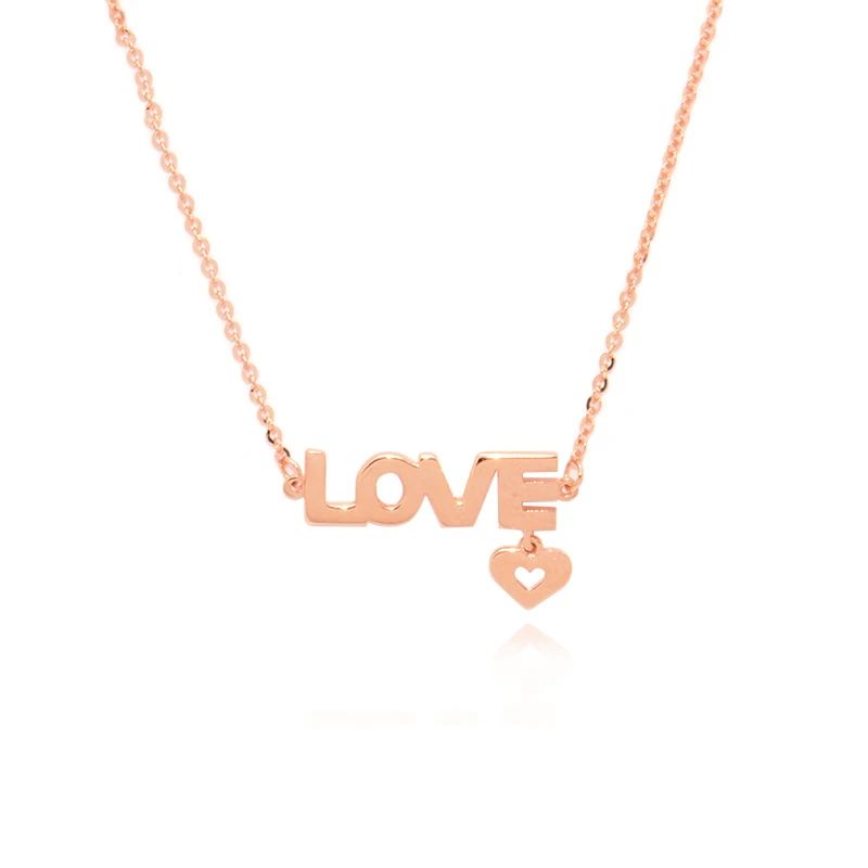 

18K rose gold LOVE letter set chain au750 female necklace + pendant