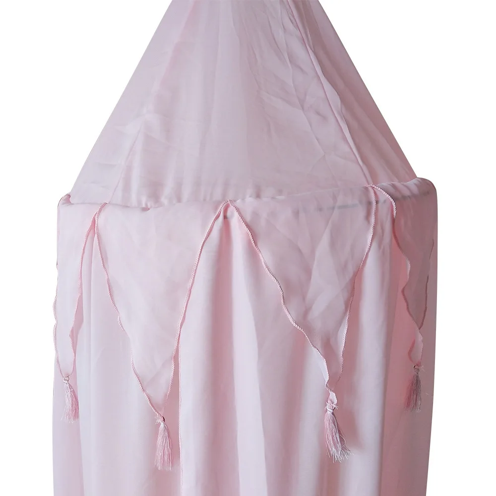 Детская кровать навес покрывало москитная сетка занавеска постельное белье круглая купольная палатка хлопок для украшения детской комнаты 240 см x 50 см розовый