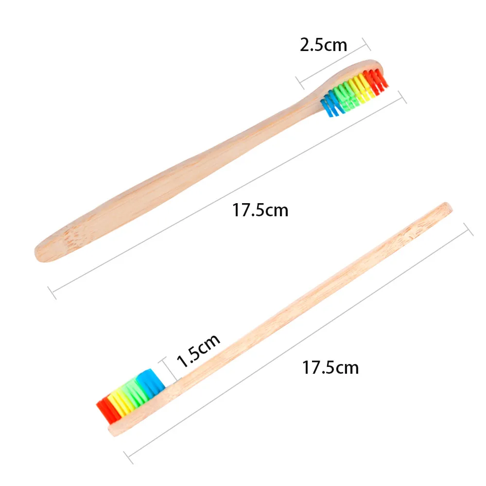 1 шт. Радужная зубная щетка es зубная щетка из натурального бамбука гигиена полости рта красочные зубные щетки дешевая мягкая зубная щетка