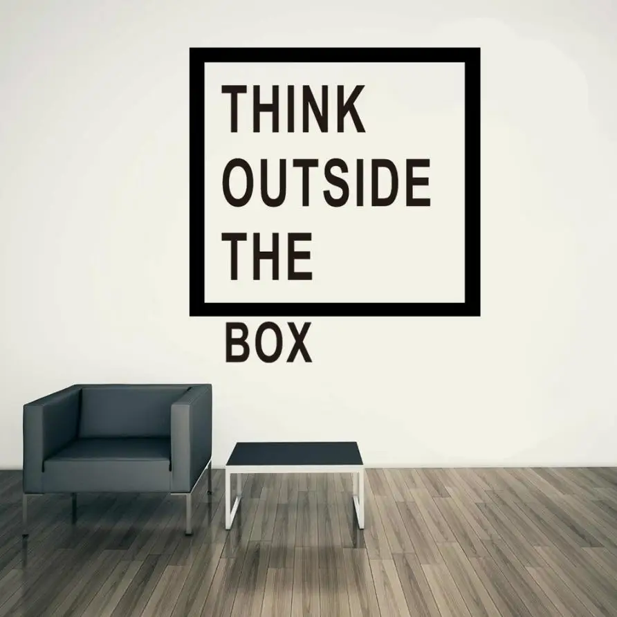 DIY Think Outside The Box Quote стикер креативная домашняя декорация Цитата Виниловая