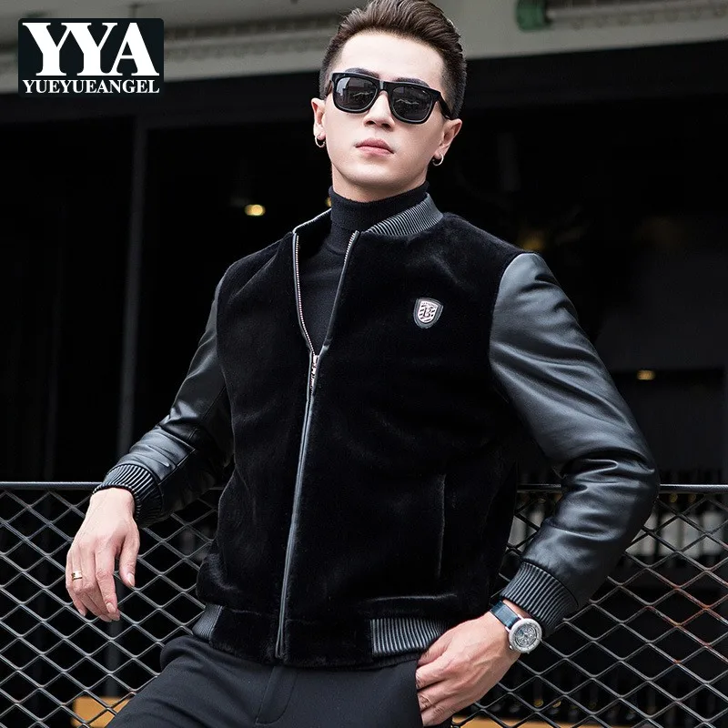 Mens Jacket Leather Black Winter Autumn Stand Collar Bomber Jacket Faux Leather Fur Coat Men Fashion Casual Clothes 2019 Male Mens Jacket Leather Black Winter Autumn Stand Collar Bomber Jacket Faux Leather Fur Coat Men Fashion Casual Clothes 2019 Male