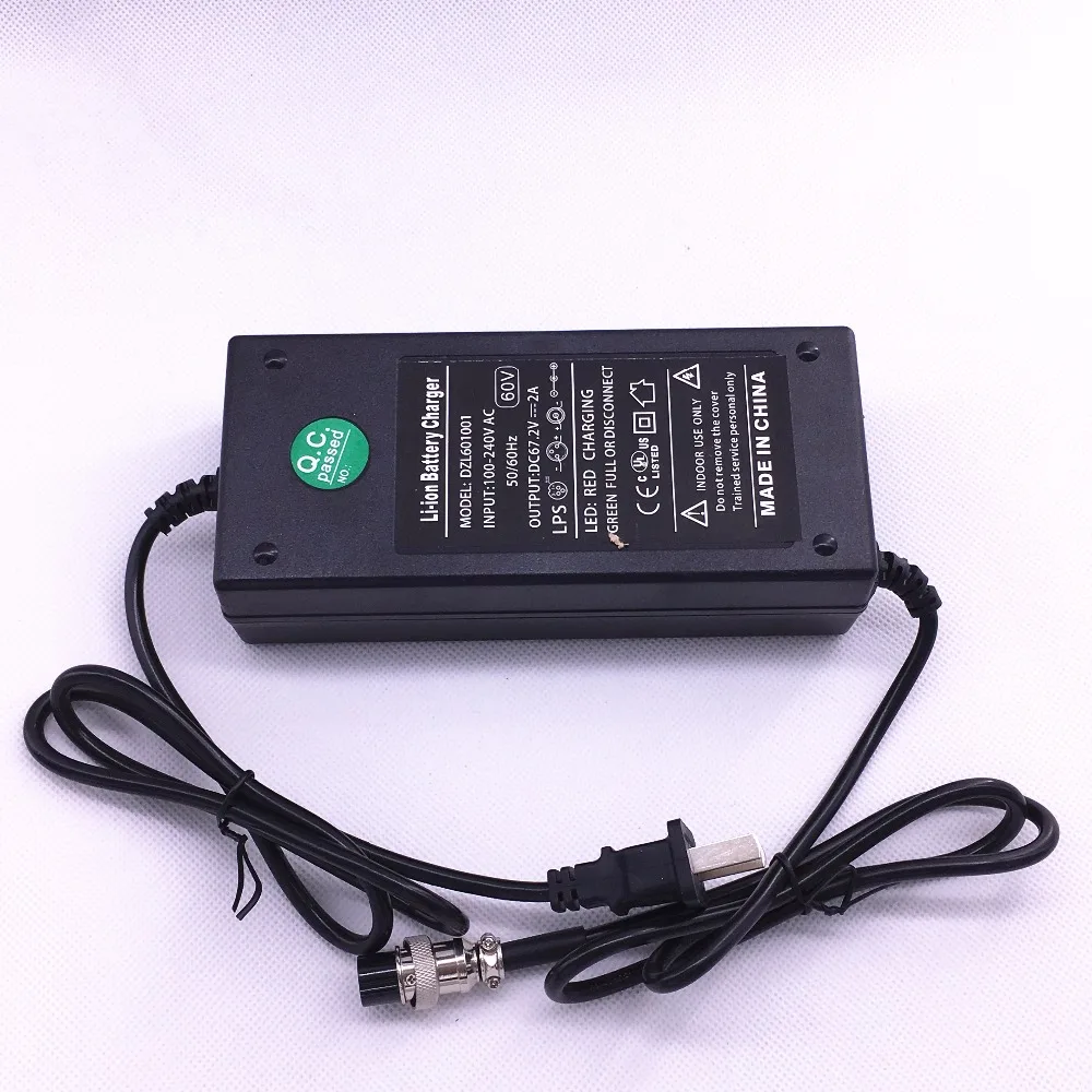 Carregador de Bateria de Lítio Adaptador para Carrinho de Mão Inteligente Auto Balanceamento Scooter 60v Bateria Xlr 3 Pinos Conector 1 Pçs Dc67.2v 2a - Image 5
