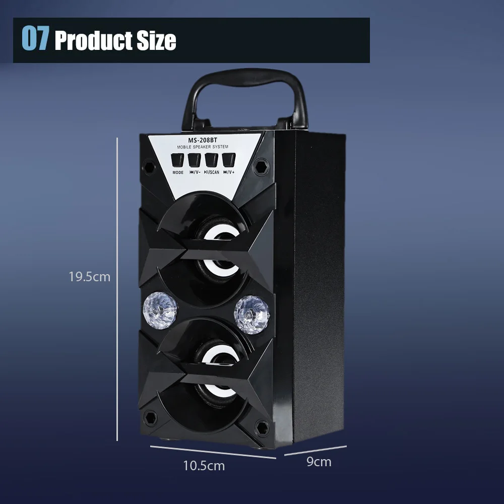 Excelvan MS-208BT портативный с высокой выходной мощностью fm-радио беспроводной Bluetooth динамик поддерживает FM TF карты Регулятор громкости воспроизведения музыки