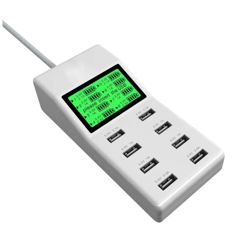US EU UK Multi 8 Usb Ports Charger with Lcd Screen Dc Voltmeter Smart Wall Charger for Yotaphone 2 Doogee X5 S6 18650 Cell Phone