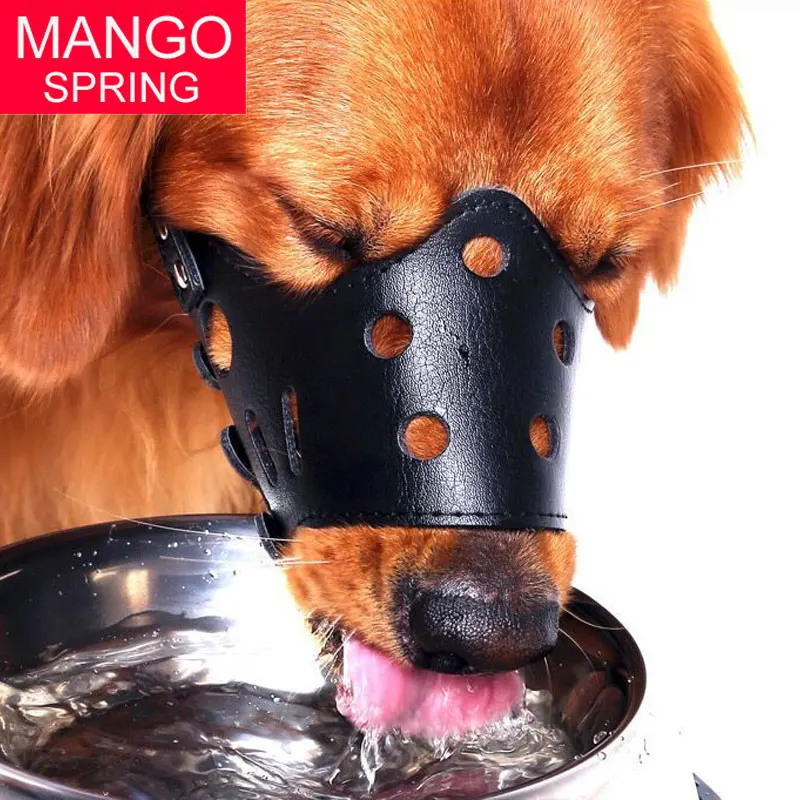 Adjustable Leather Dog Muzzle Anti Bark Bite Chew Dog Training Products For Small Medium Large