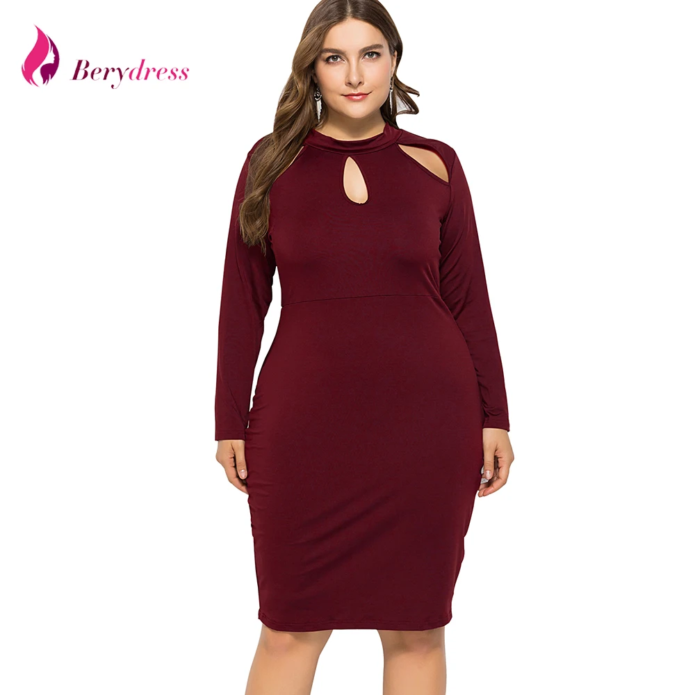 Женское платье с высоким воротом Berydress элегантное облегающее длинным рукавом и
