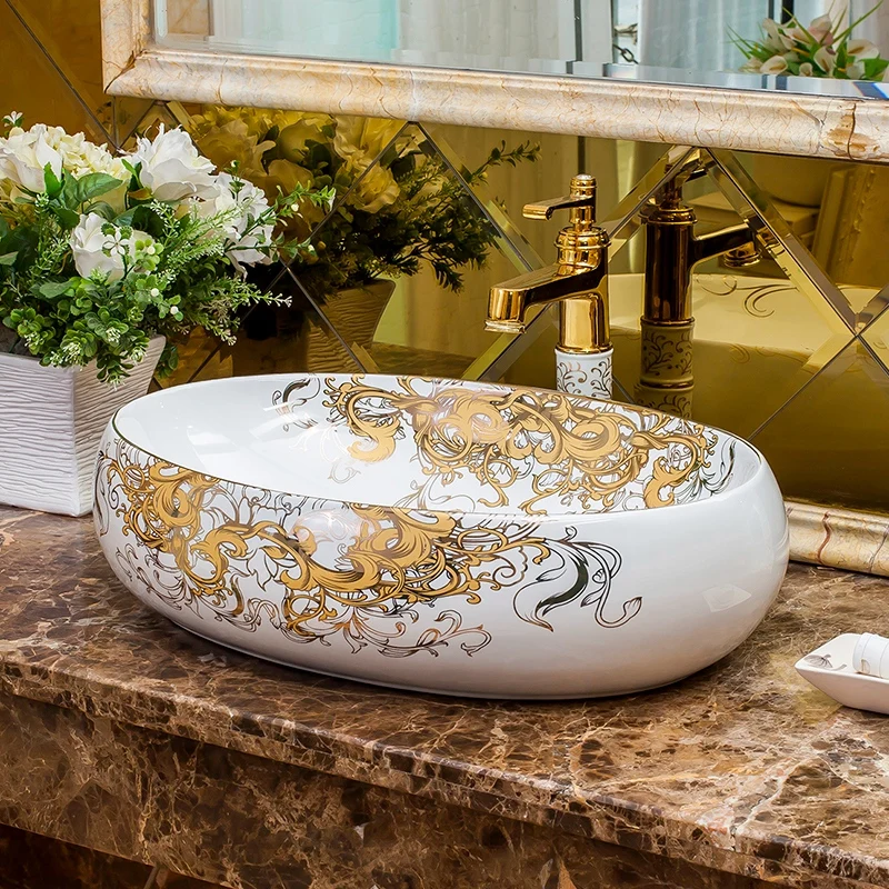 Europe Vintage Style Hand Painting Art wash basin bathroom sinks