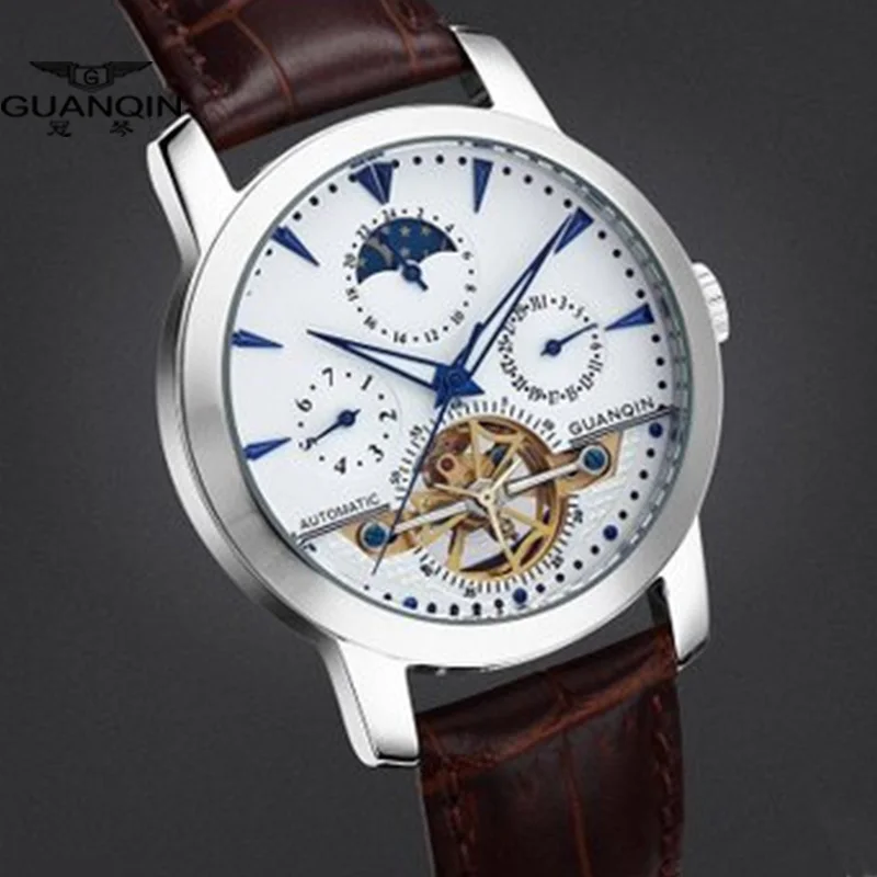 GUANQIN Высокое качество Tourbillon часы Роскошные Мужские механические сапфир