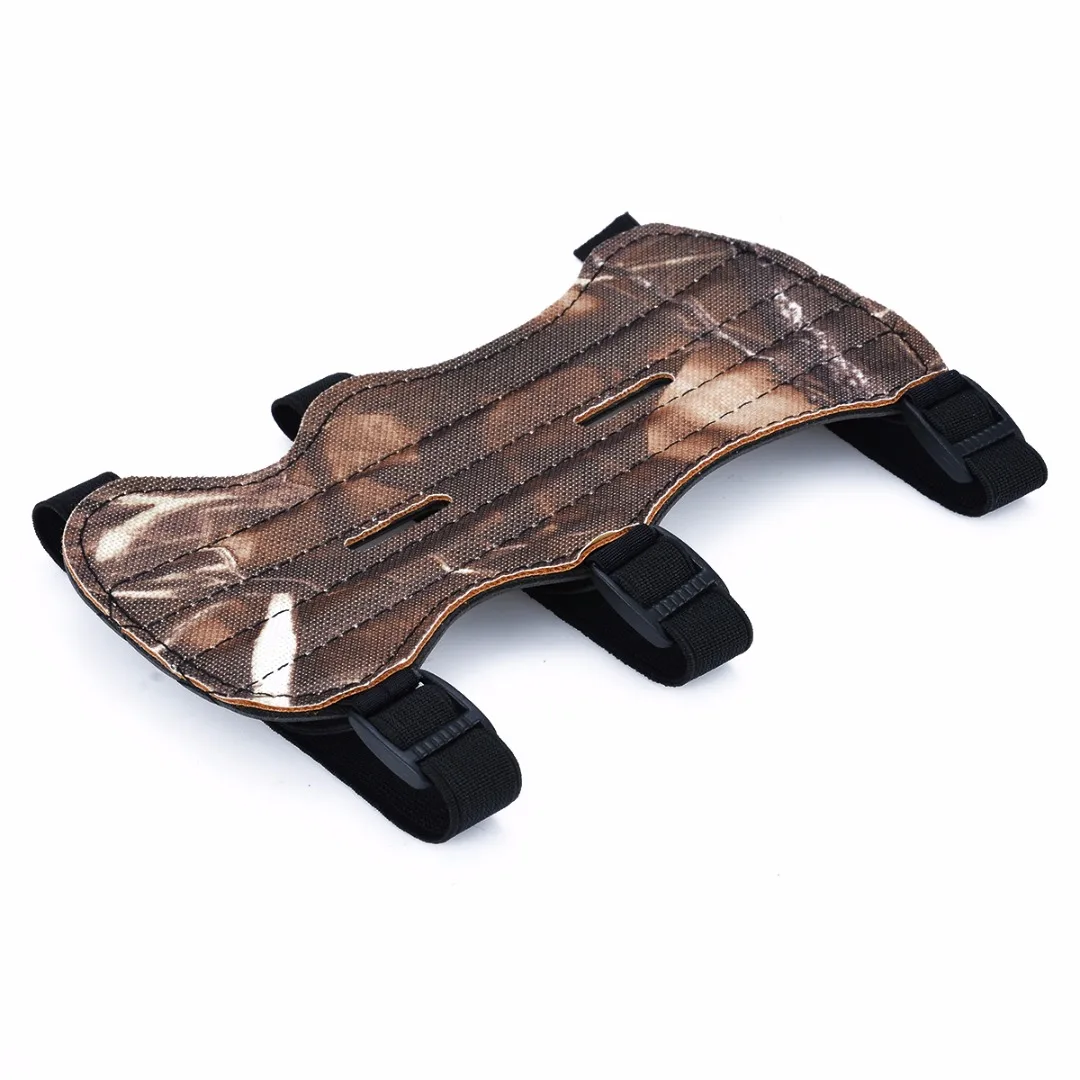 Mayitr Leather Shooting Archery Arm Guard Bow Protective Gear 3 Straps Green Camouflage Black