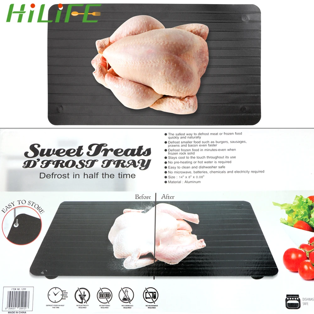 HILIFE Defrosting Trays Physical Natural Efficient Aluminium Alloy In Minutes Thaw Frozen Food Meat Fish Kitchen Tool