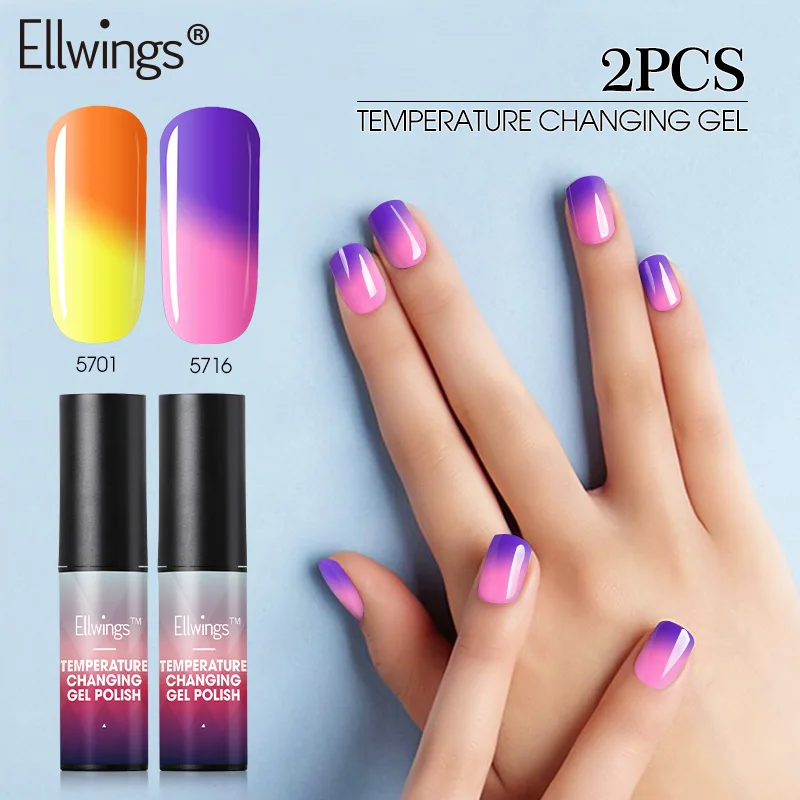Ellwings изменение температуры Цветной Гель лак для ногтей 6 мл Vernis Полупостоянный УФ