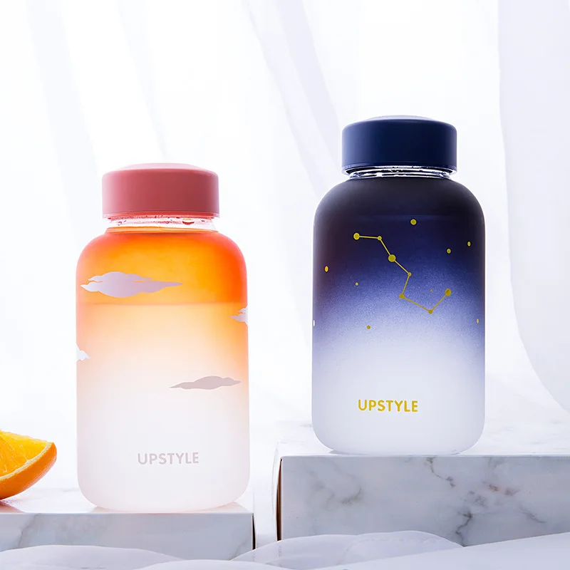 Gradient Matte Creative Star Glass Water Bottle Po