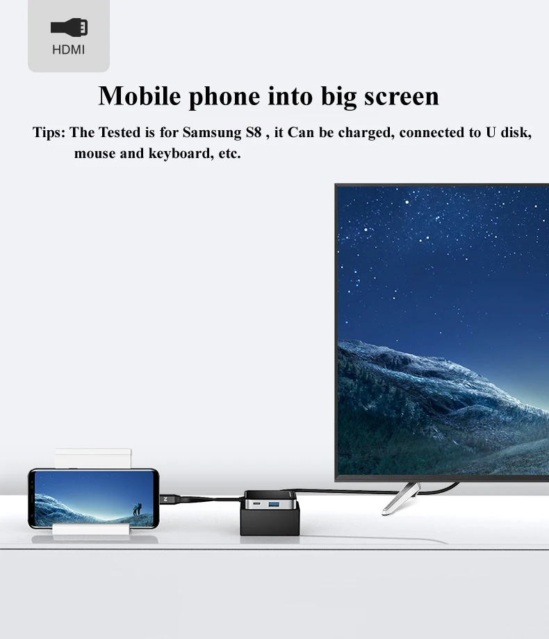 Nohon USB C HUB 3.0 HUB HDMI Thunderbolt 3 Adapter For MacBook Huawei P20 Pro Mate10 Samsung Galaxy S9 Note 9 Type C PD  USB HUB NH-HUB02 Details  (09)