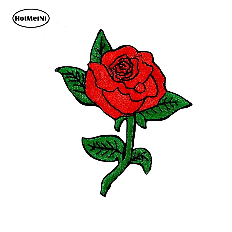 

HotMeiNi 15x12cm Car Styling 3D Car Sticker Ricamate Termoadesiva Rosa Biker Rose Bumper Car Accessories