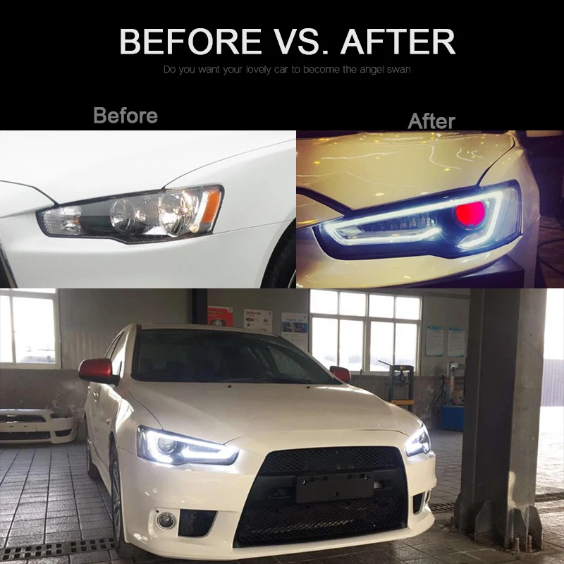 CNSUNNYLIGHT For Mitsubishi Lancer EVO X 2008-2017 Car Headlight Assembly LED DRL Turn Signal Xenon HID Projector Lens Plug Play (2)