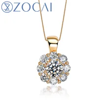 Бренд ZOCAI Ожерелье 18 K желтое золото 0,48 Ct Сертифицированный бриллиант кулон с 925 серебряной цепочкой в подарок D04673