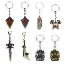 Hot Sale New BLZ Game World Of Warcraft Keychain Engraved WOW Logo Metal Keyring for Man Dropshipping classic game wow world of warcraft lion keychain antique bronze demon king head metal shield charms key pendant chaveiro jewelry
