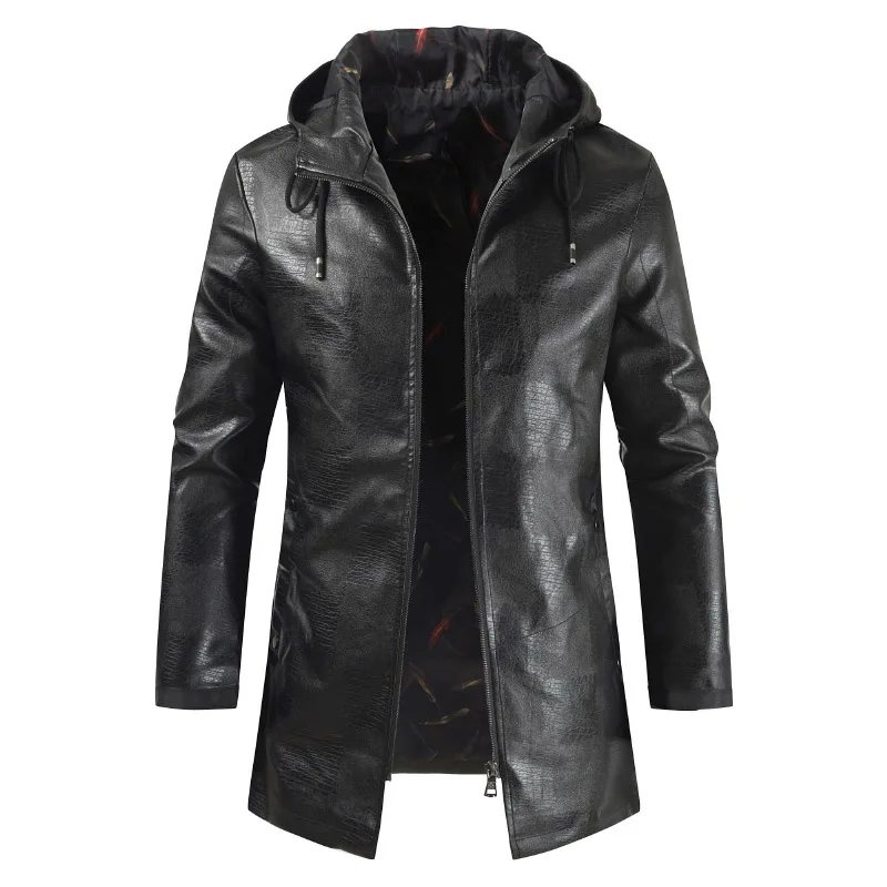 

Men's Mid-length Leather Jackets Spring Autumn Coat Men