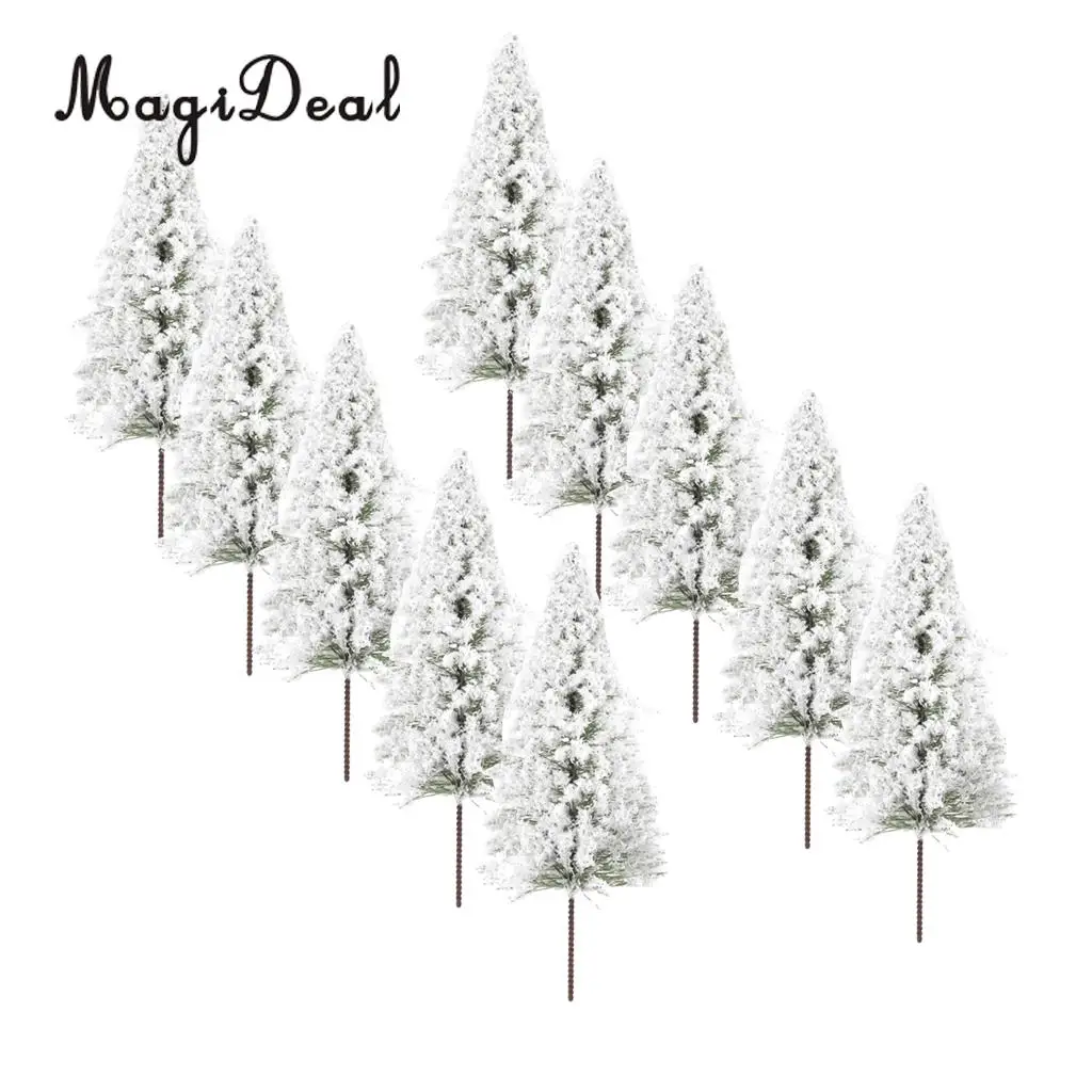 10Pcs/Pack 1/75 White Scenery Landscape Model Cedar Trees for Model Train Track Building Props Scenery 12cm