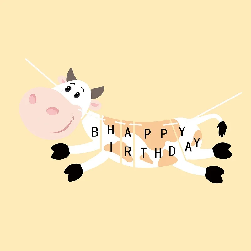 Милый баннер с днем рождения, животное, динозавр, жираф, корова, свинья, гирлянда, воздушный шар для мальчиков и девочек, детский праздничный Декор