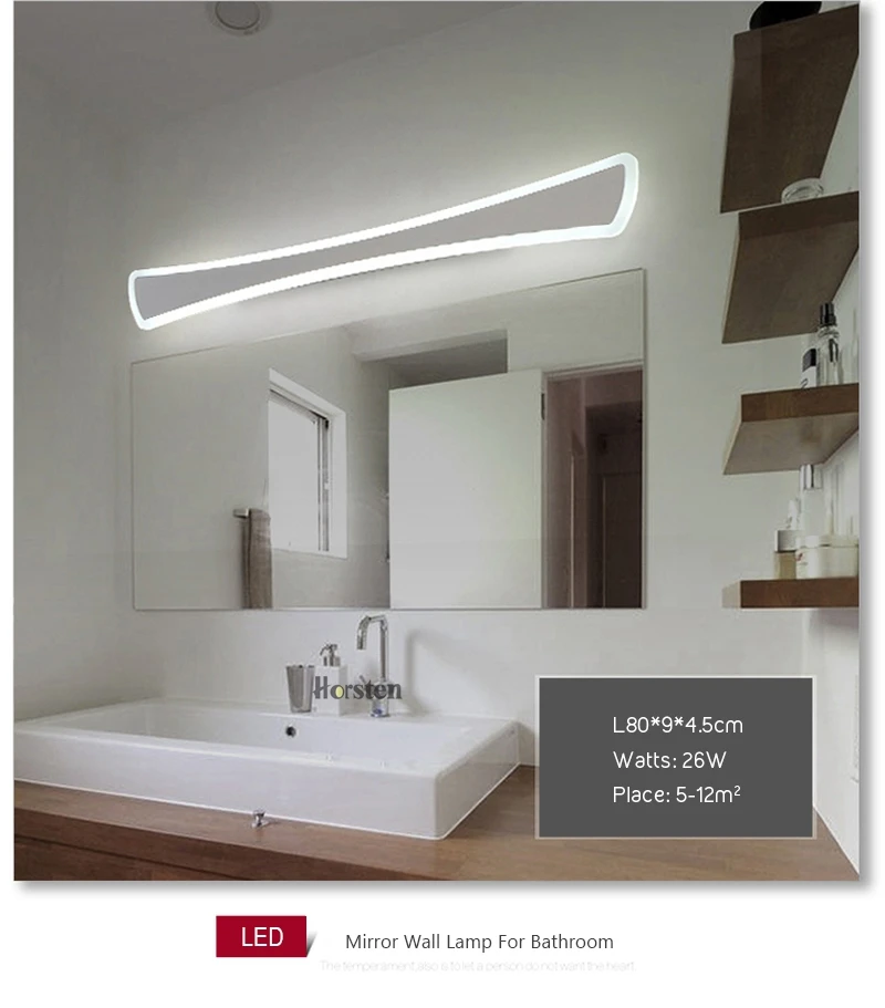 Modern Simple LED Mirror Lights 40-120cm Long Wall Lamp For Bathroom Bedroom Aluminum Acrylic Wall Sconce Lamp 110-220V (20)